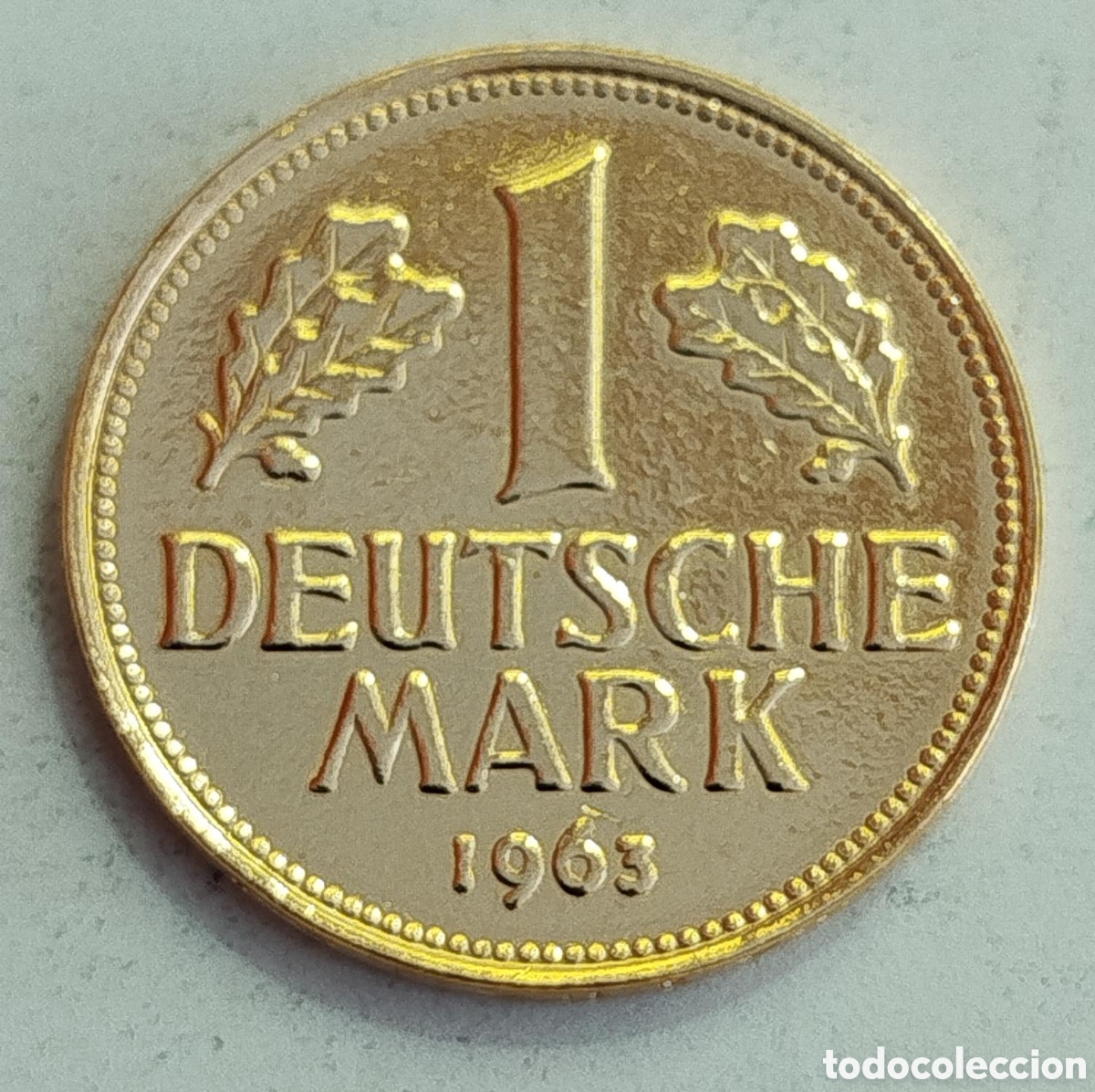 Reproducciones billetes y monedas: Moneda 1 Marco Aleman 1963 - Oro 24kt