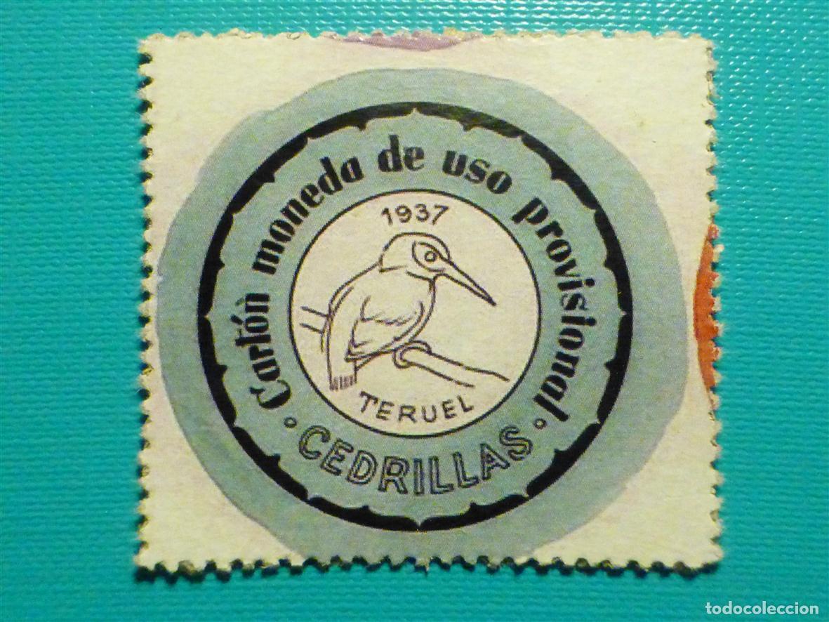 Reproducciones billetes y monedas: Cart&oacute;n Moneda de Uso Provisional - Cedrillas - Teruel - 15 C&eacute;ntimos -