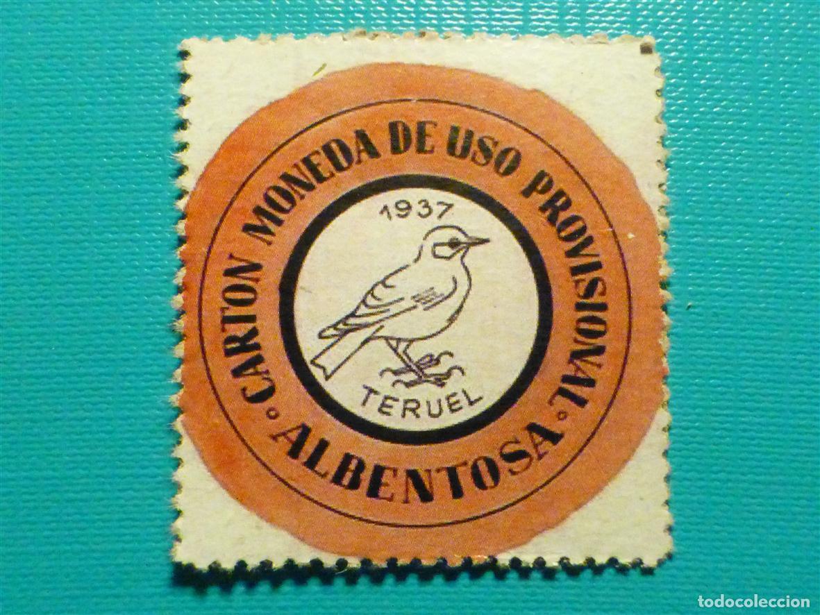 Reproducciones billetes y monedas: Cart&oacute;n Moneda de Uso Provisional - Albentosa - Teruel - 15 C&eacute;ntimos -