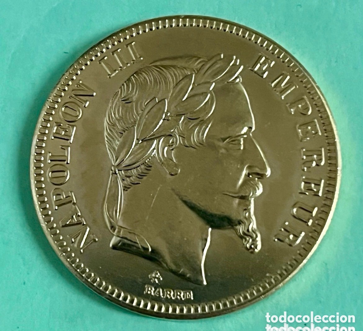 Reproducciones billetes y monedas: MONEDA DE ORO PURO DE NAPOLE&Oacute;N III