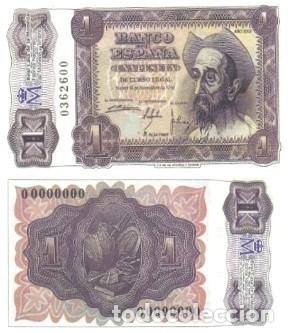 Reproducciones billetes y monedas: REPRODUCCION DE BILLETE DE ESPA&Ntilde;A, UNA PESETA 19 DE NOVIEMBRE DE 1951. BILL-976