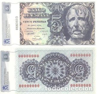 Reproducciones billetes y monedas: REPRODUCCION DE BILLETE DE ESPA&Ntilde;A, CINCO PESETAS 12 DE ABRIL 1947. BILL-985