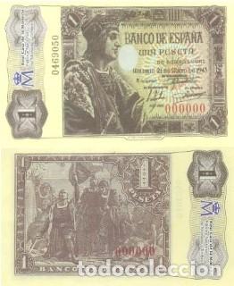Reproducciones billetes y monedas: REPRODUCCION DE BILLETE DE ESPA&Ntilde;A, UNA PESETA 21 DE MAYO 1943. BILL-988