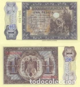 Reproducciones billetes y monedas: REPRODUCCION DE BILLETE DE ESPA&Ntilde;A, UNA PESETA 1 DE JUNIO 1940. BILL-990