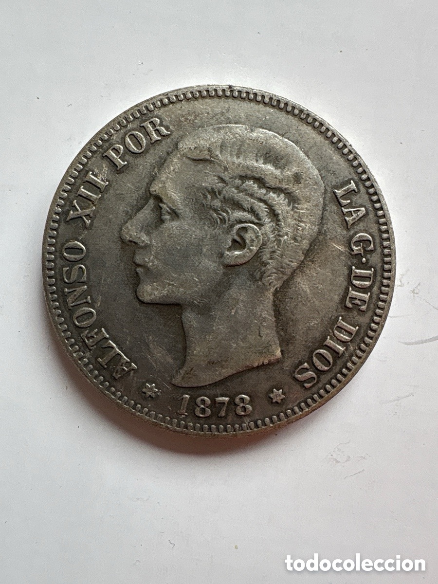 Reproducciones billetes y monedas: Reproducci&oacute;n 5 pesetas Alfonso XII 1878 Estrella visible (A7)