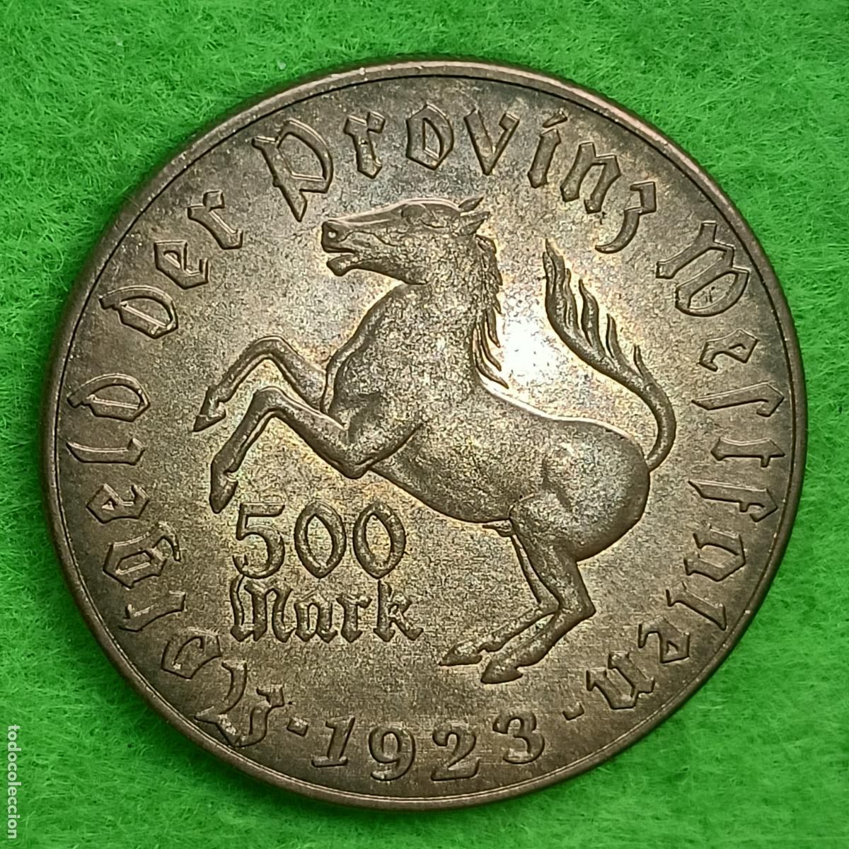 Reproducciones billetes y monedas: Reproducci&oacute;n, falsa, Westfalia Alemania, 500 marcos 1923, token, jeton, Westfalen, Annette, 43957