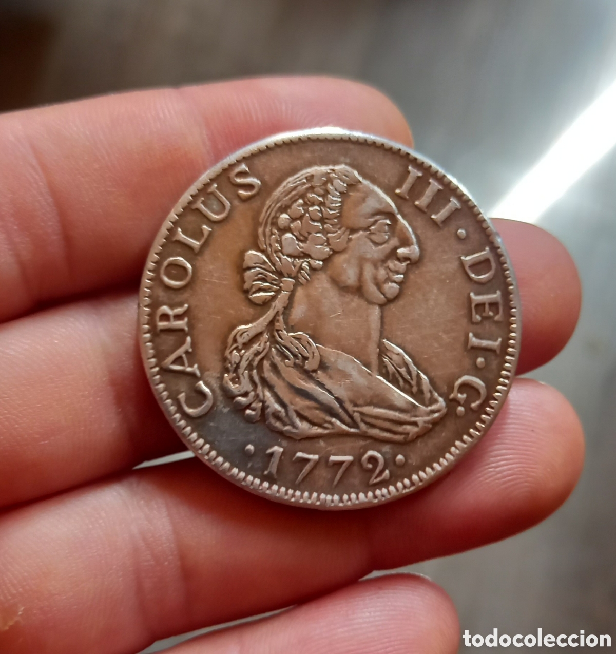 Reproducciones billetes y monedas: REPRODUCCI&Oacute;N DE MONEDA CAROLUS III 1772