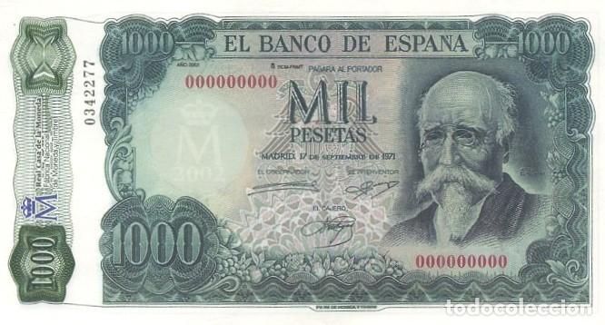 Reproducciones billetes y monedas: REPRODUCCION DE BILLETE DE ESPA&Ntilde;A, MIL PESETAS 17 DE SEPTIEMBRE DE 1971 MADRID. BILL-999