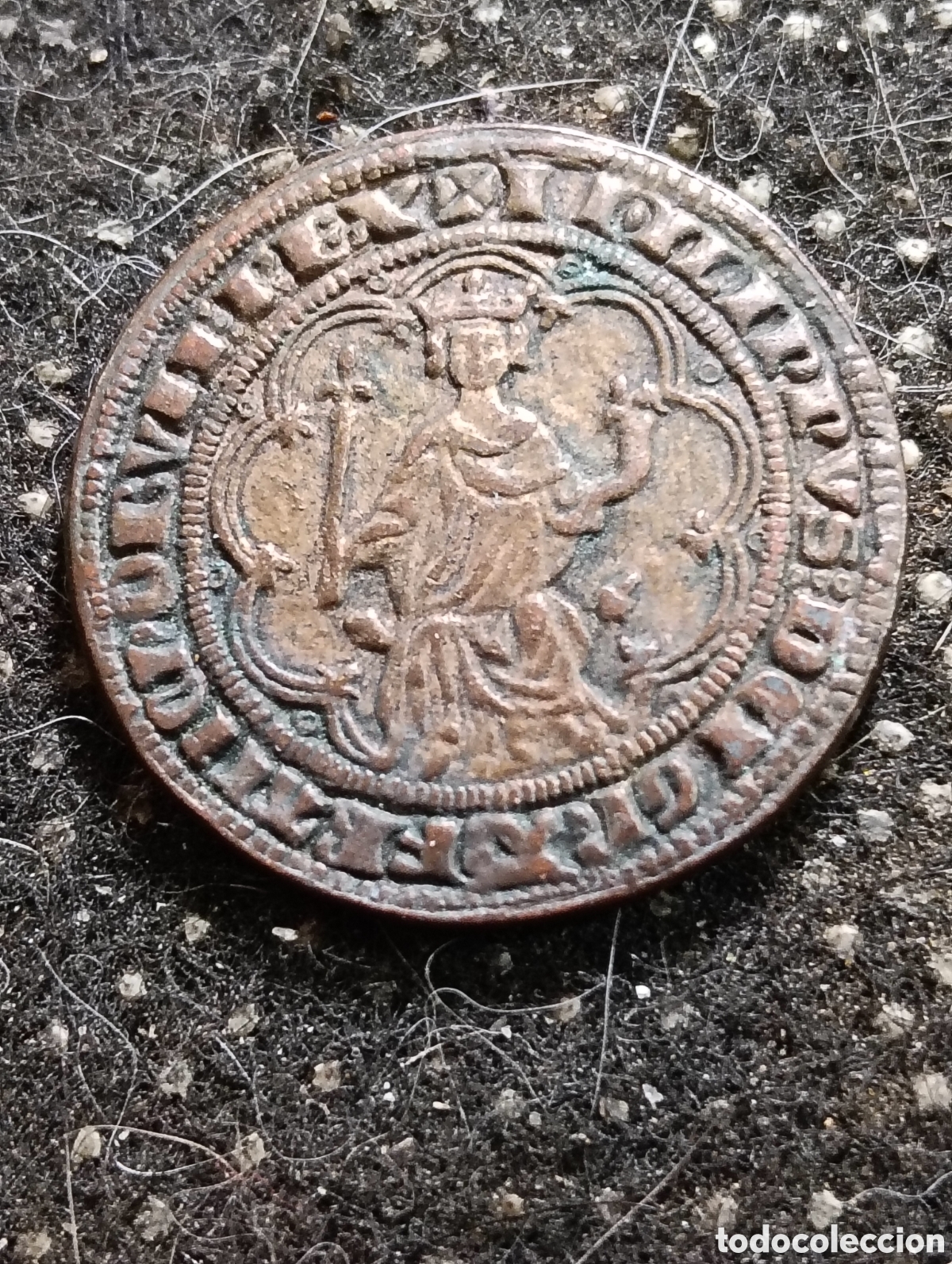 Reproducciones billetes y monedas: R&eacute;plica de una &rdquo;Masse d'Or&rdquo; de Felipe el Hermoso, emitida en 1296.