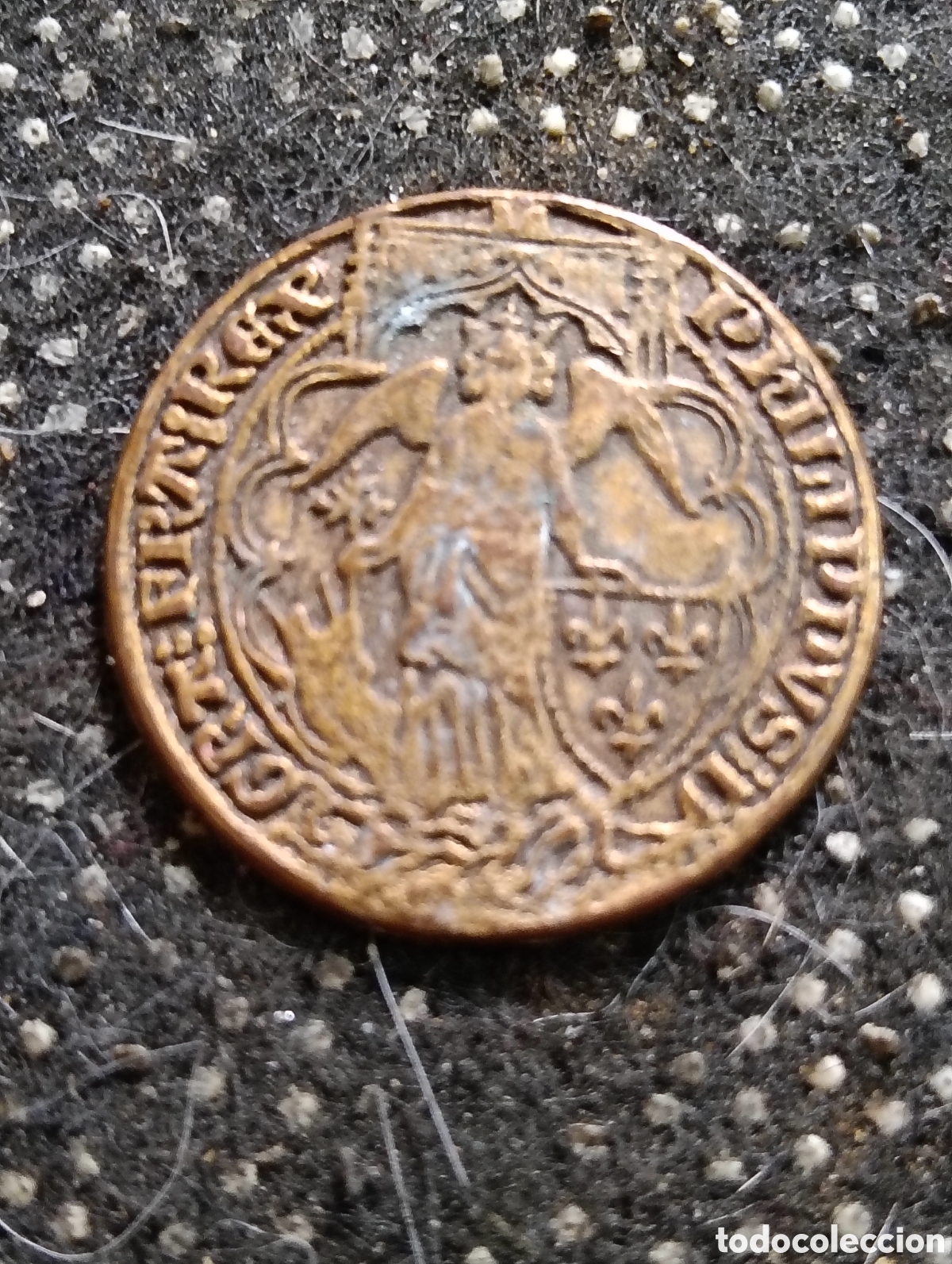 Reproducciones billetes y monedas: R&eacute;plica de la moneda Ange d'Or&rdquo; del rey Felipe VI de Francia, emitido originalmente en 1341.