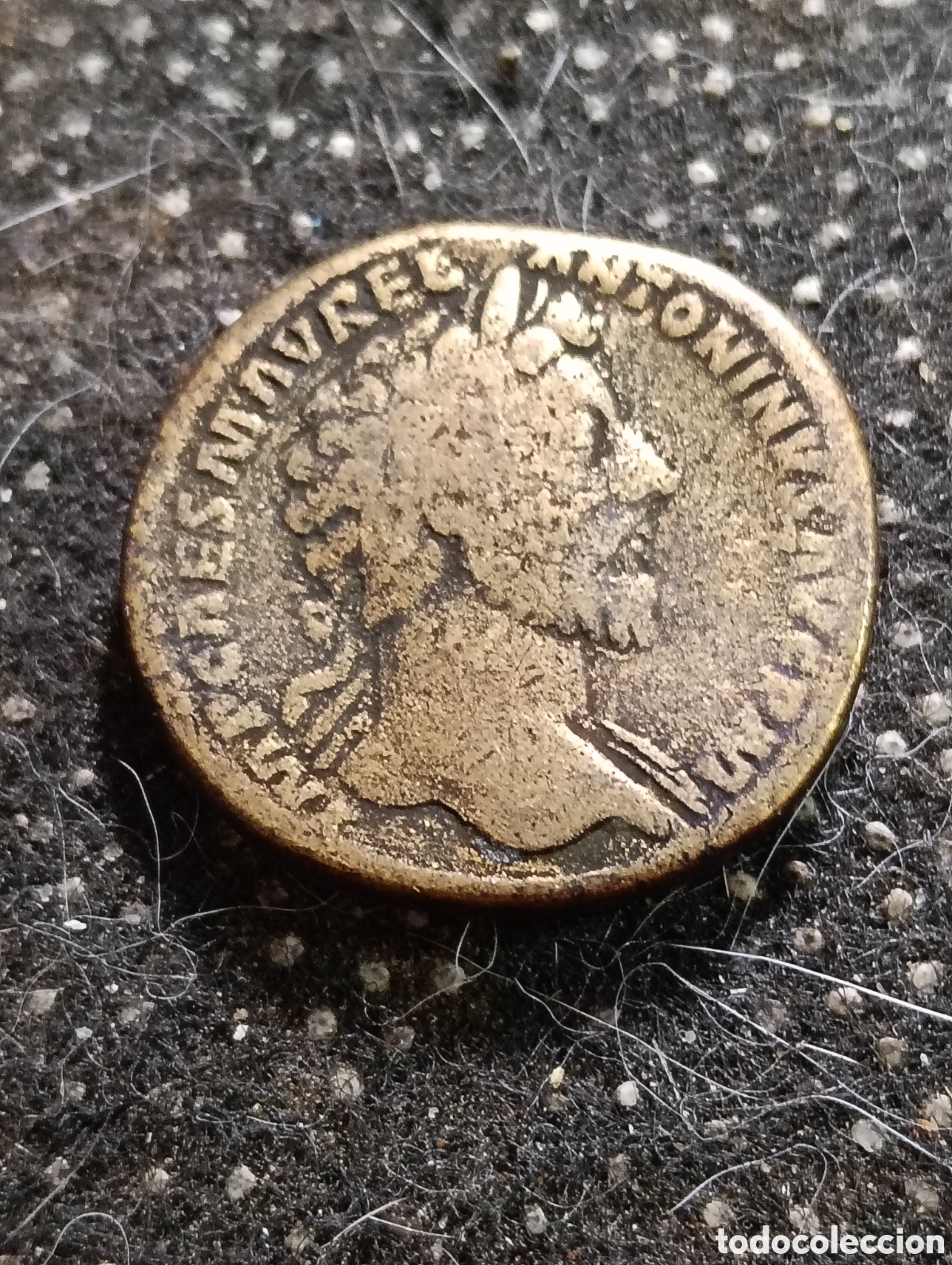 Reproducciones billetes y monedas: R&eacute;plica de un Sestercio de Antoninus Pio 145-161 dC. Inscripci&oacute;n COS III