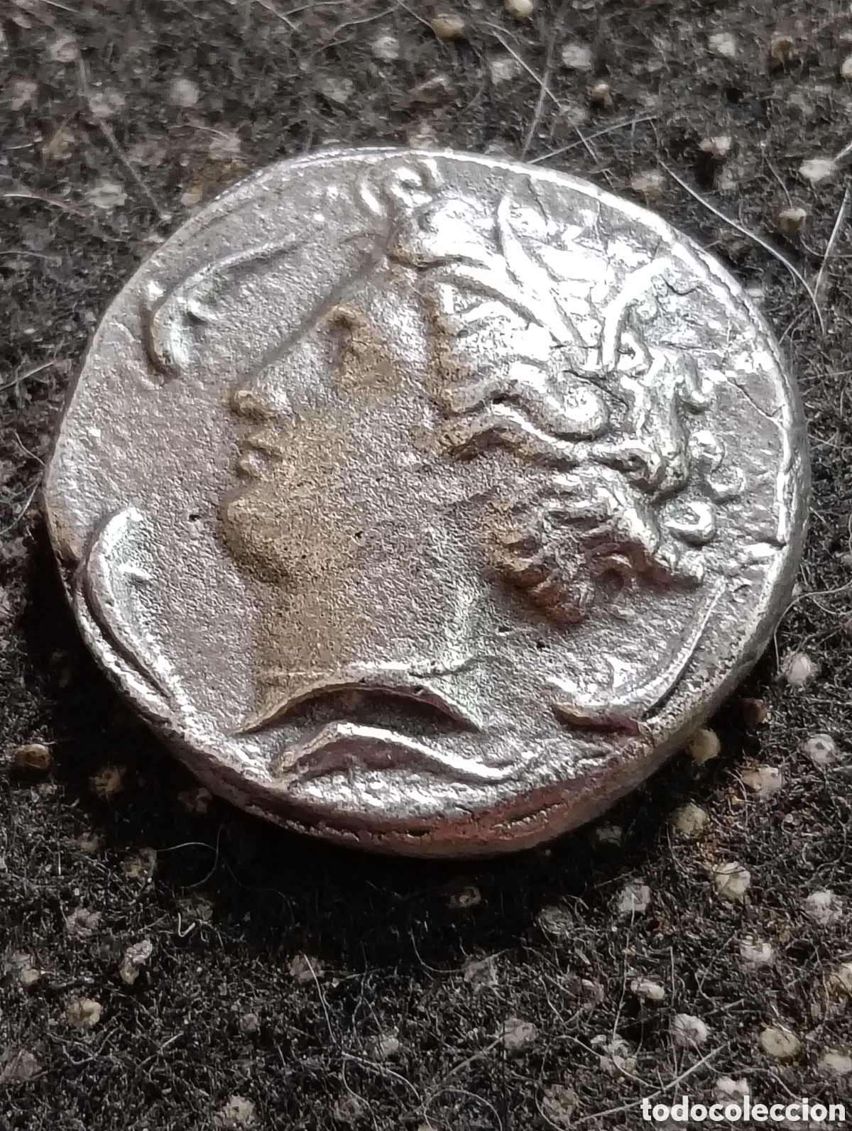 Reproducciones billetes y monedas: R&eacute;plica de un Decadracma 370-405 a C. de Grecia antigua, Sicilia Siracusa, Galatina.