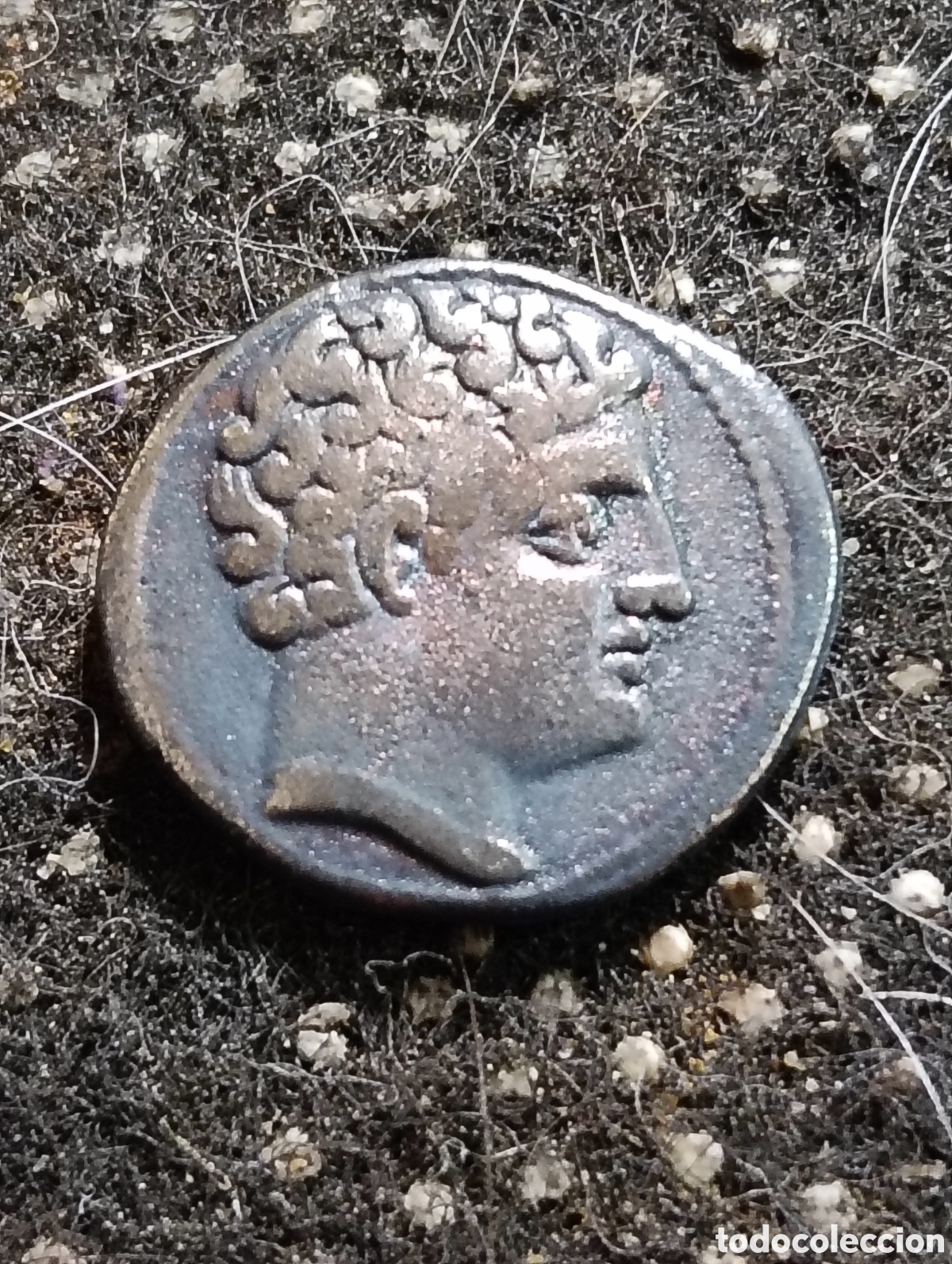 Reproducciones billetes y monedas: Excelente R&eacute;plica de un Denario Ib&eacute;rico de Kese Tarragona , jinete con palma.