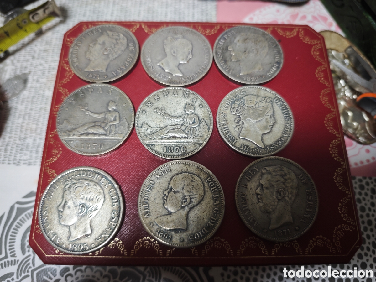 Reproducciones billetes y monedas: 9 duros de plata falsos