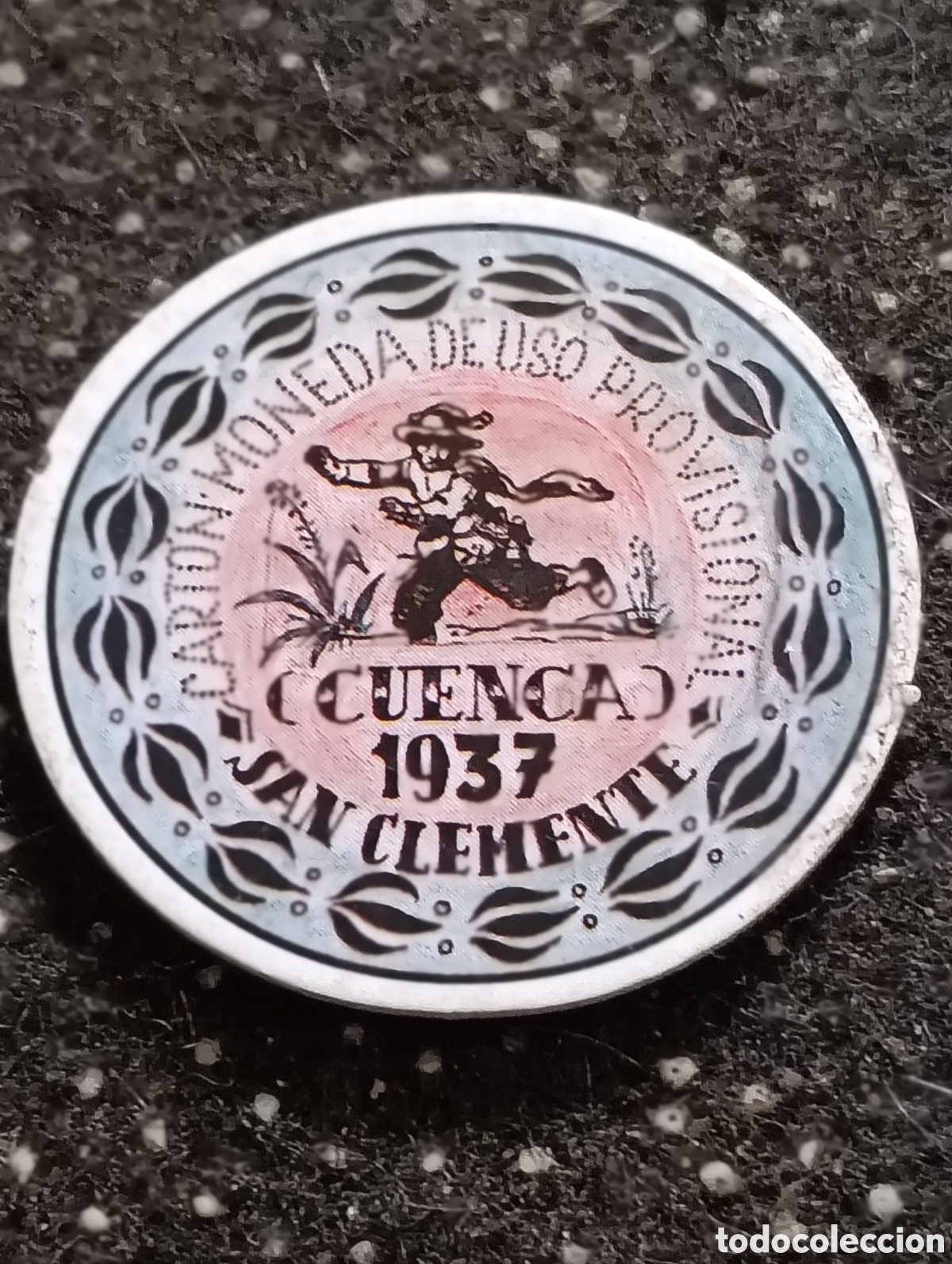 Reproducciones billetes y monedas: Cart&oacute;n moneda de SAN CLEMENTE (CUENCA) 15 Cts 1937 De uso Provisional.