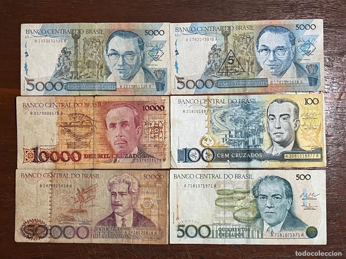 Reproducciones billetes y monedas: Lot 6 Brazil Original Old Banknotes / Billetes / Banconote - A1333031535A