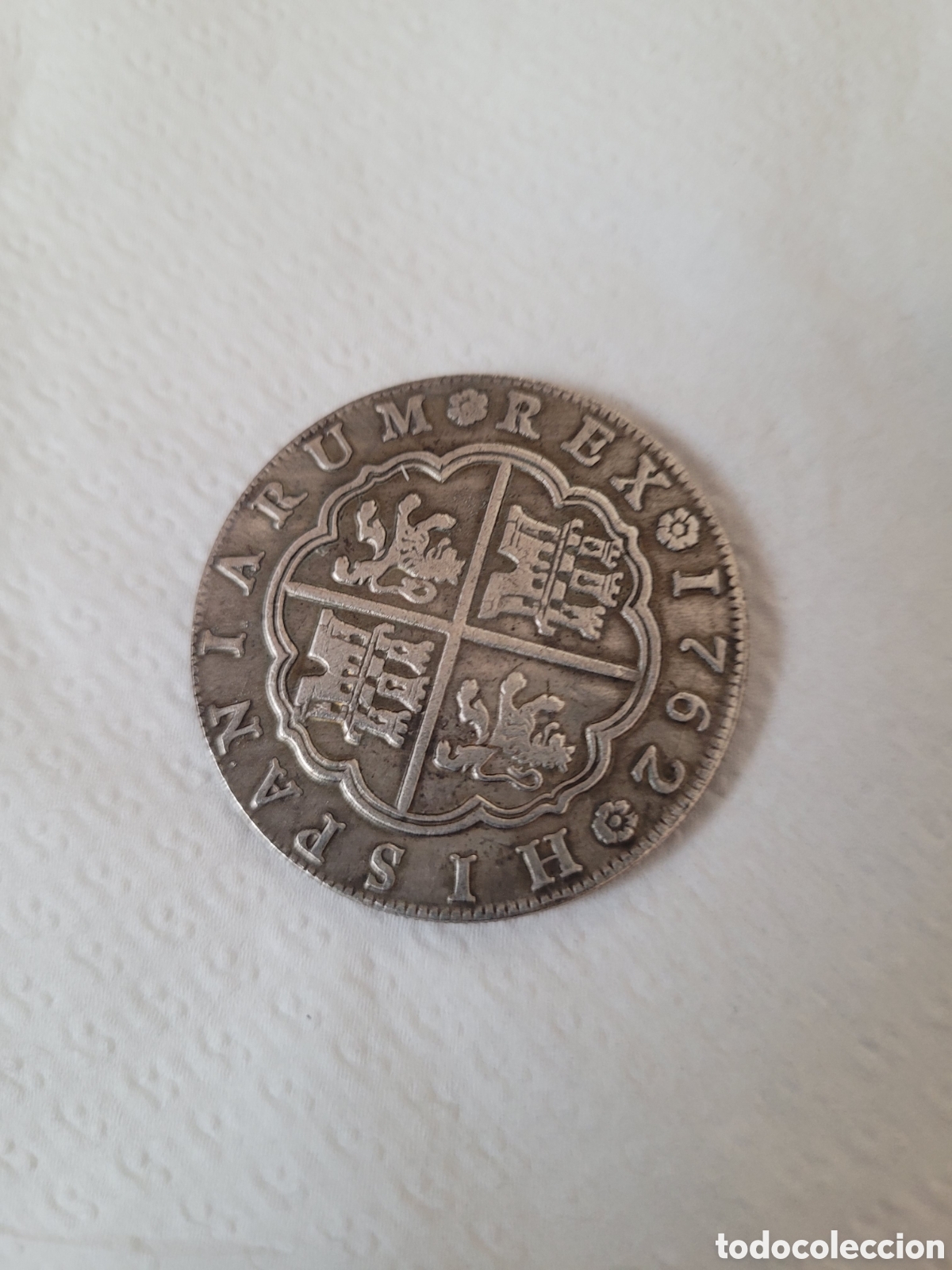 Reproducciones billetes y monedas: REPRODUCCI&Oacute;N de MONEDA de 8 reales DE CARLOS III, 1762