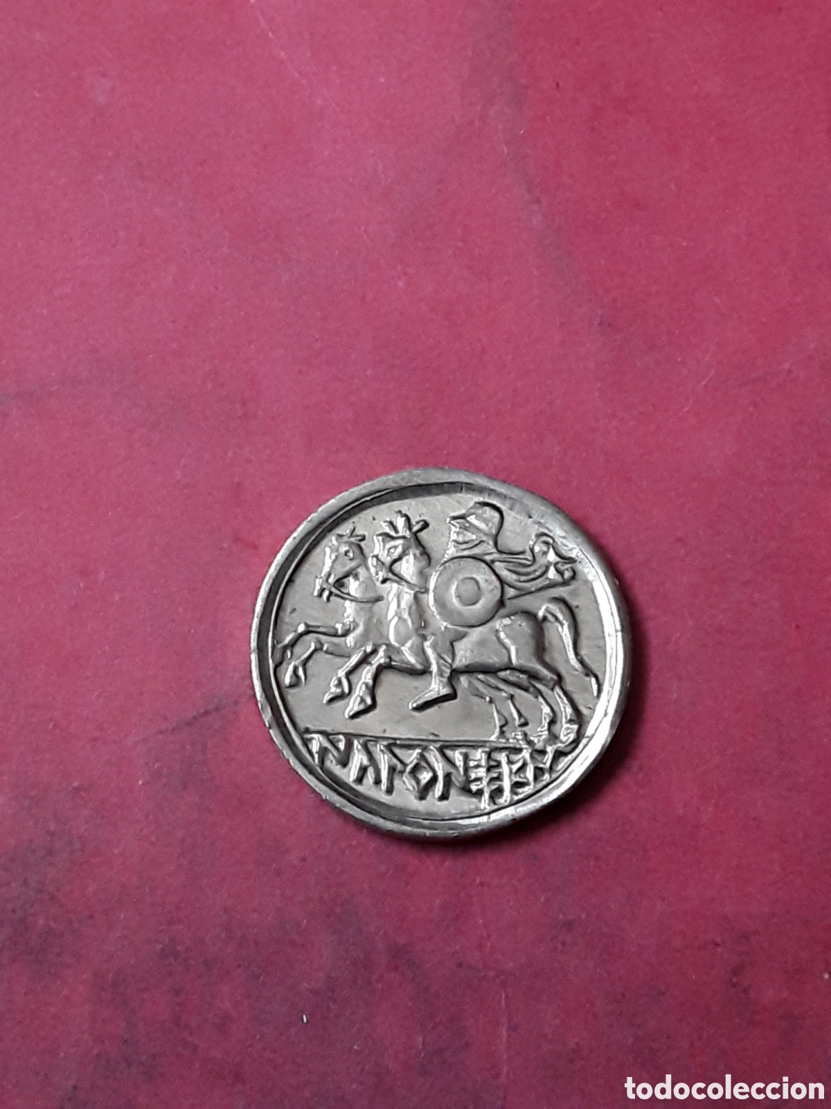Reproducciones billetes y monedas: REPRODUCCI&Oacute;N DENARIO IBERICO DE IKALESKEN EN PLATA .REPLICA