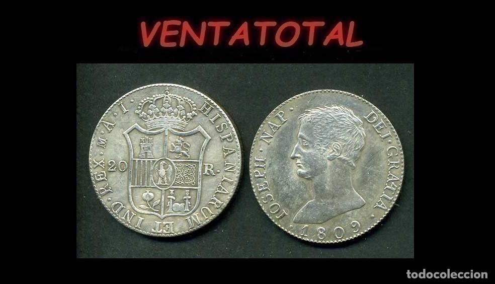 Reproducciones billetes y monedas: ESPA&Ntilde;A MONEDA DE 20 REALES A&Ntilde;O 1809 ( REY JOSE NAPOLEON I DE ESPA&Ntilde;A ) PESO 21,6 GRAMOS
