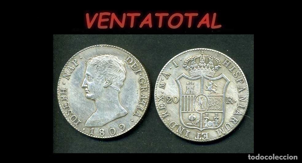 Reproducciones billetes y monedas: ESPA&Ntilde;A MONEDA DE 20 REALES A&Ntilde;O 1809 ( REY JOSE NAPOLEON I DE ESPA&Ntilde;A ) PESO 22 GRAMOS