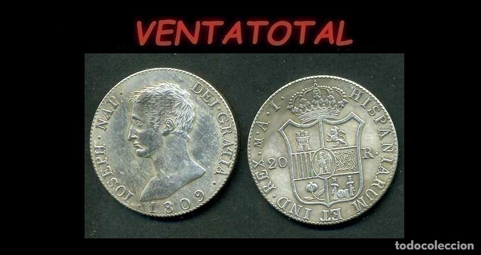 Reproducciones billetes y monedas: ESPA&Ntilde;A MONEDA DE 20 REALES A&Ntilde;O 1809 ( REY JOSE NAPOLEON I DE ESPA&Ntilde;A ) PESO 22 GRAMOS