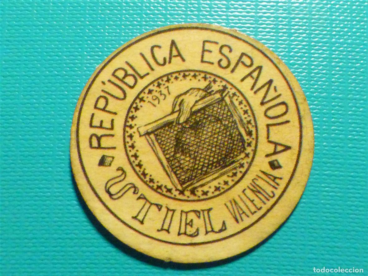 Reproducciones billetes y monedas: CART&Oacute;N MONEDA DE USO PROVISIONAL - UTIEL - VALENCIA - 15 C&eacute;ntimos -