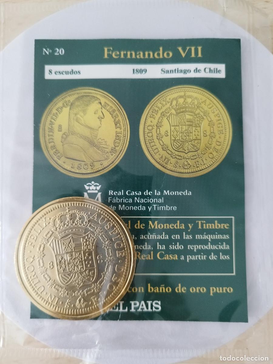 Reproducciones billetes y monedas: Reproducci&oacute;n &oacute; r&eacute;plica 8 escudos Fernando VII 1809 Santiago de Chile Real Casa de la Moneda F&aacute;brica
