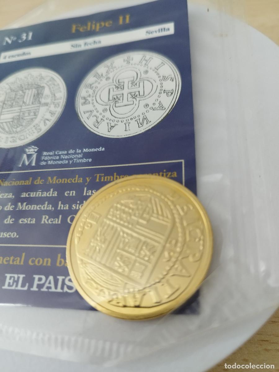 Reproducciones billetes y monedas: Reproducci&oacute;n &oacute; r&eacute;plica Felipe II 4 escudos Sin Fecha Sevilla Real Casa de la Moneda F&aacute;brica Naciona
