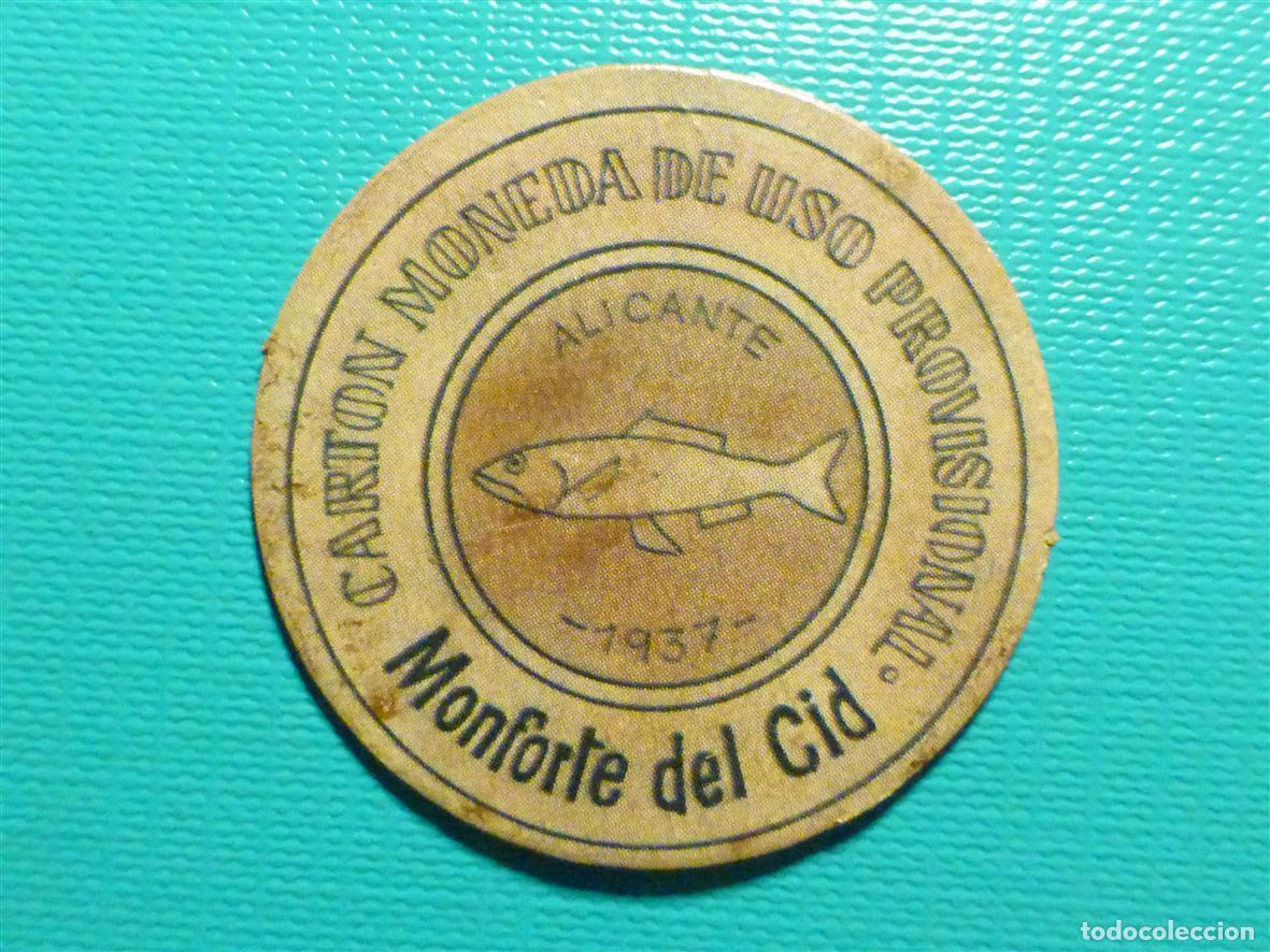 Reproducciones billetes y monedas: Cart&oacute;n Moneda Uso Provisional - Monforte del Cid - Alicante - 1937 - 10 C&eacute;ntimos