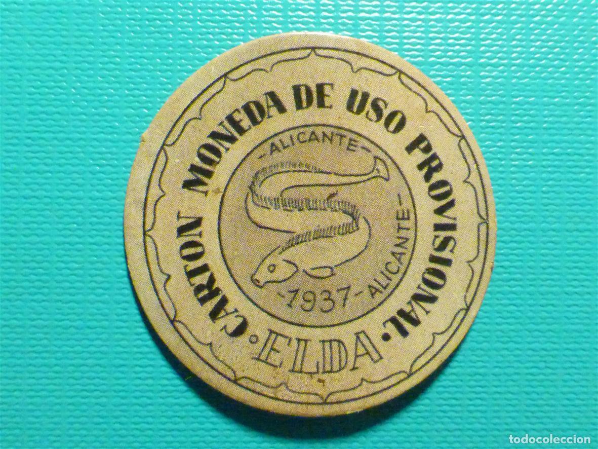 Reproducciones billetes y monedas: Cart&oacute;n Moneda Uso Provisional - Elda - Alicante - 1937 - 30 C&eacute;ntimos
