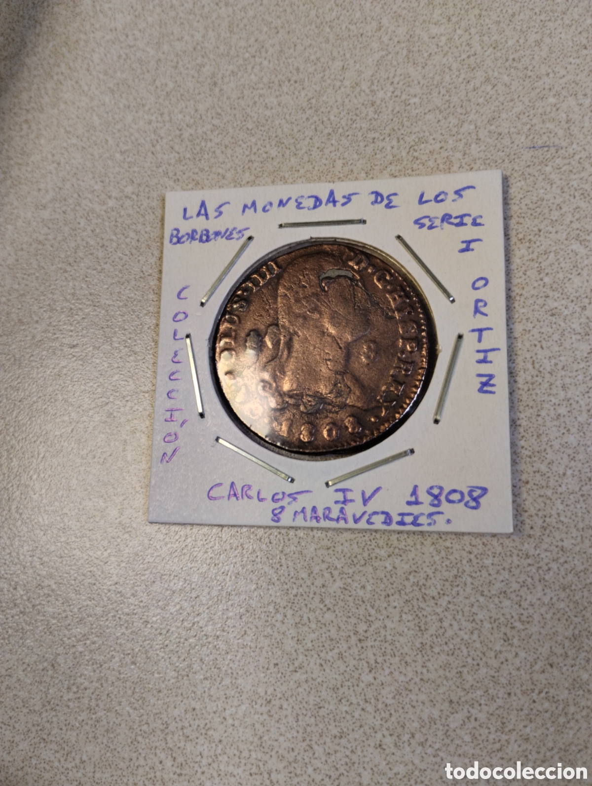 Reproducciones billetes y monedas: Las monedas de los borbones colecci&oacute;n Ortiz serie I Carlos IV 8 maraved&iacute;es encartonada