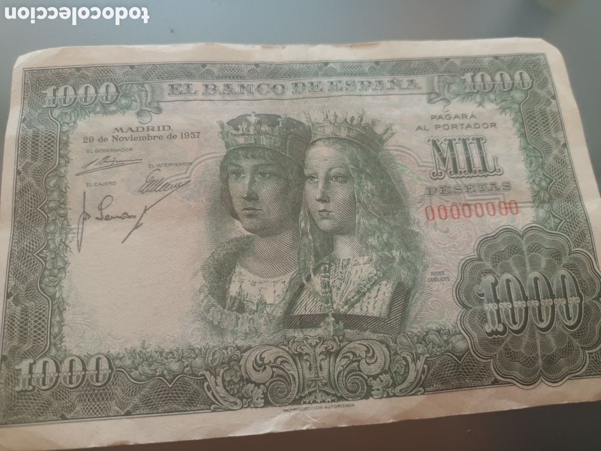 Reproducciones billetes y monedas: BILLETE REPRODUCCI&Oacute;N DE 1000 PESETAS DE NOVIEMBRE DEL 57