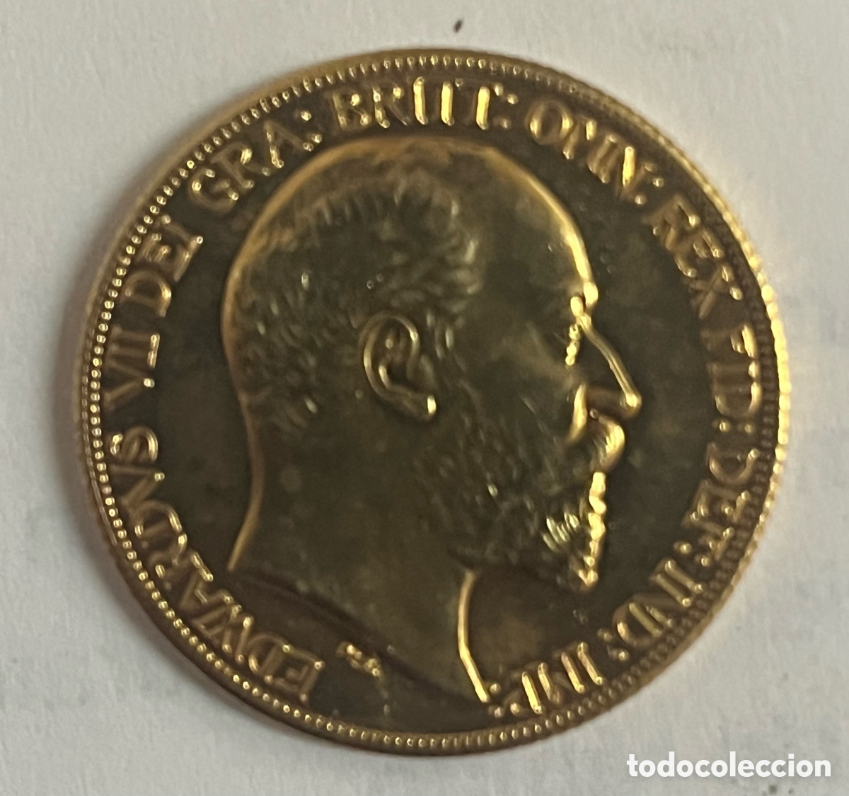 Reproducciones billetes y monedas: Moneda de oro puro Soberano Eduardo VII 1902
