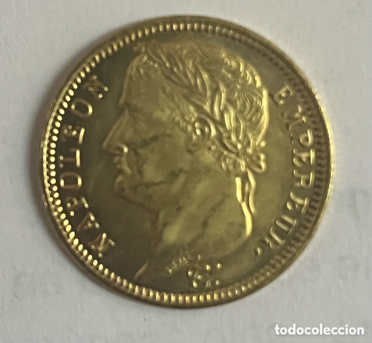 Reproducciones billetes y monedas: Moneda de oro puro Napole&oacute;n Bonaparte 1809