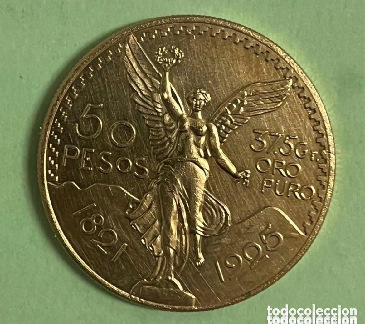 Reproducciones billetes y monedas: Moneda de oro puro 50 pesos Mexicanos