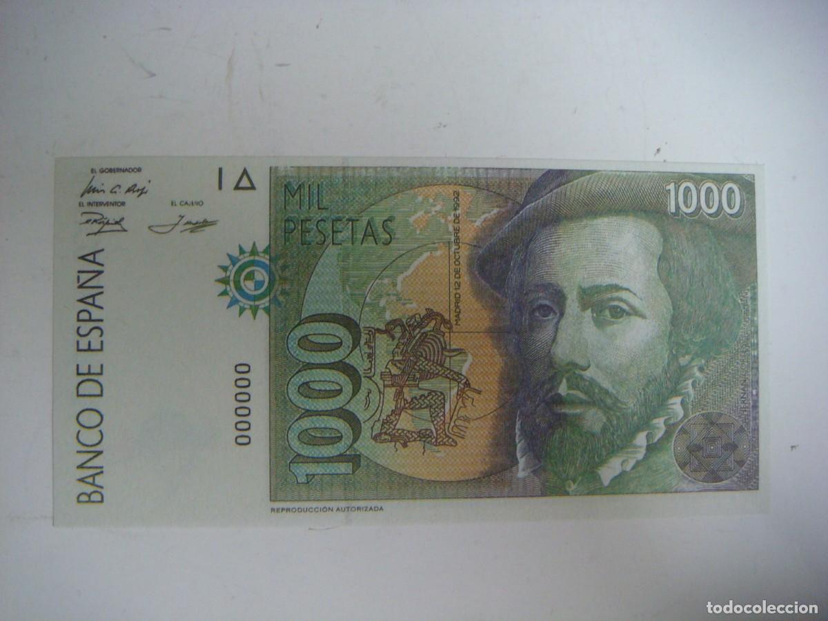 Reproducciones billetes y monedas: BILLETE REPRODUCCION DE 1000 PESETAS 12-OCTUBRE-1992-(&)