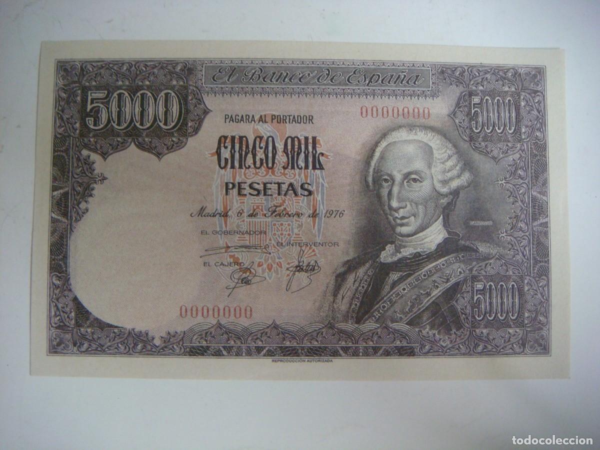 Reproducciones billetes y monedas: BILLETE REPRODUCCION DE 5.000 PESETAS 6-FEBRERO-1976-(&)