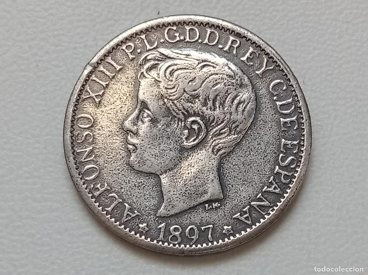 Reproducciones billetes y monedas: ALFONSO XIII 1 PESO FILIPINAS 1897 REPRODUCCI&Oacute;N METAL MAGN&Eacute;TICO