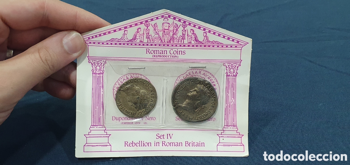 Replikate von Banknoten und M&uuml;nzen: Pareja de reproducciones de monedas Romanas. (L135)