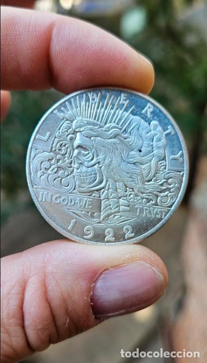 Reproductions Banknotes and Coins: Moneda de coleccion Dollar peace Calavera 1922