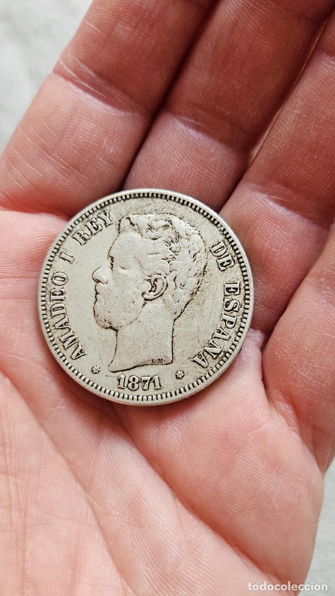 Reproducciones billetes y monedas: Moneda Espańa 5 Pesetas 1871 Amadeo I
