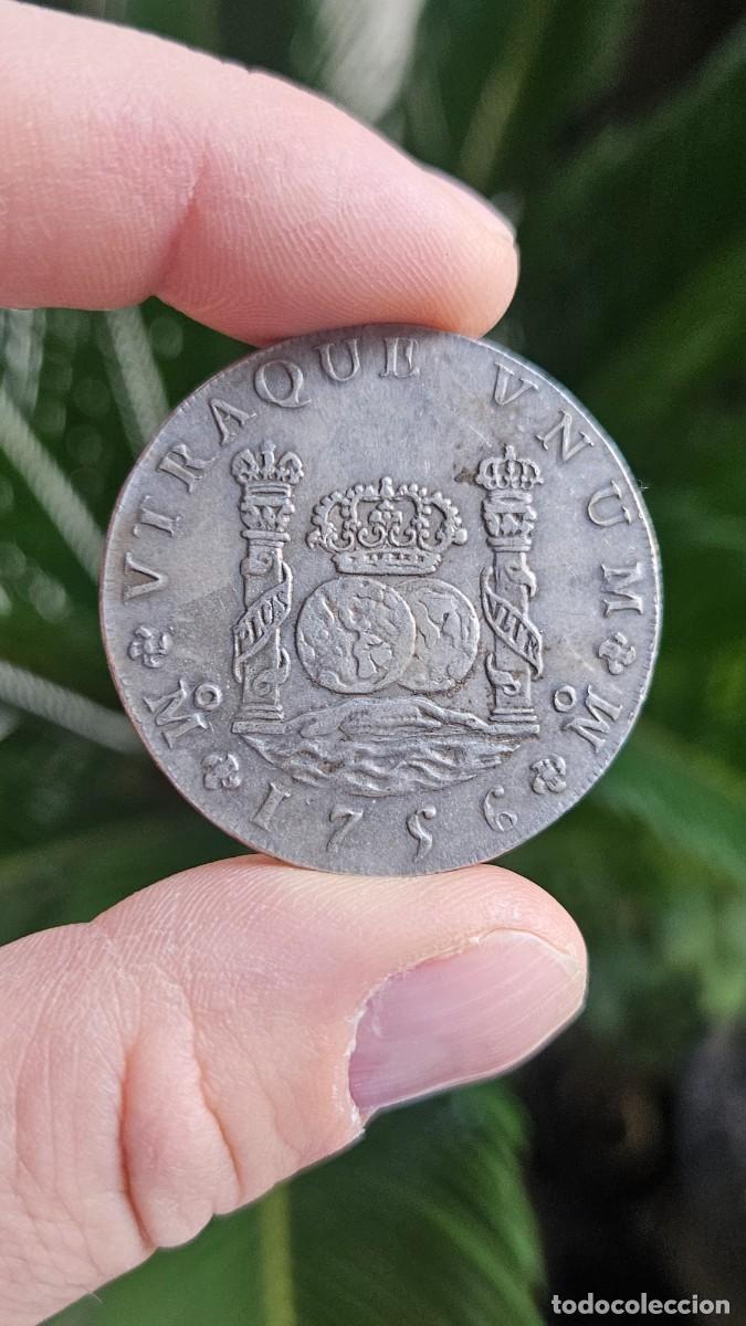 Reprodu&ccedil;&otilde;es notas e moedas: Moneda 8 Reales Espańa Fernand VI Columnario 1756