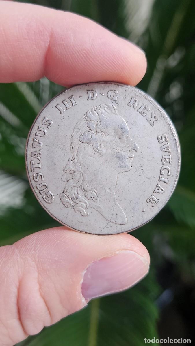 Reproductions billets et monnaies: 1 Riksdaler de 1776, acu&ntilde;ado en el Reino de Suecia durante el reinado del rey Gustavo III.