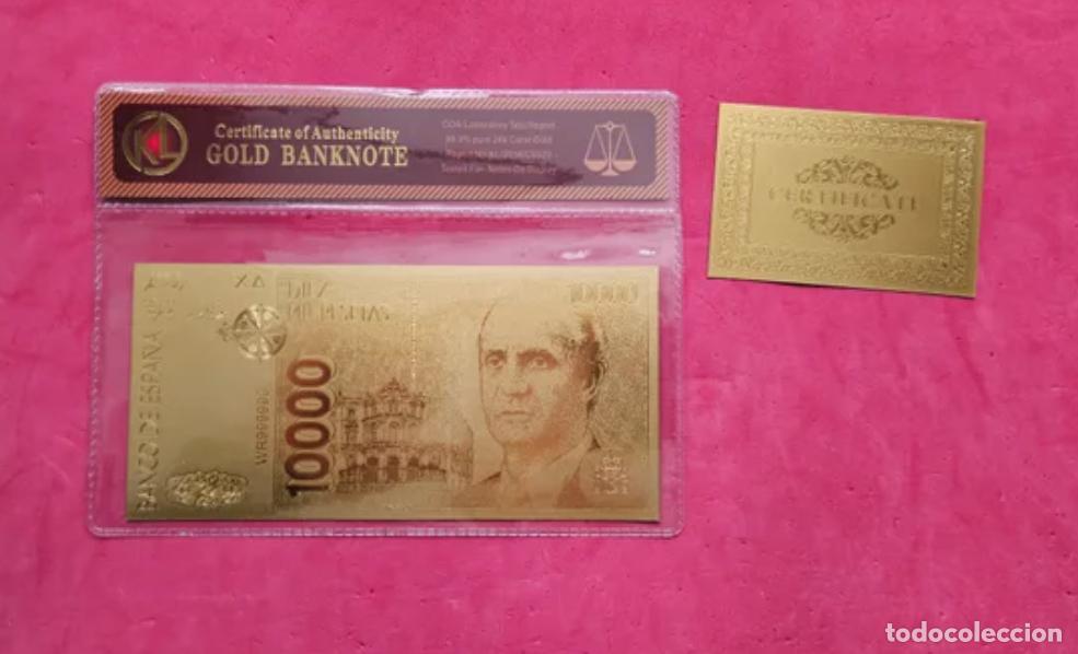 Reprodu&ccedil;&otilde;es notas e moedas: Billete de Oro 10000 Pesetas