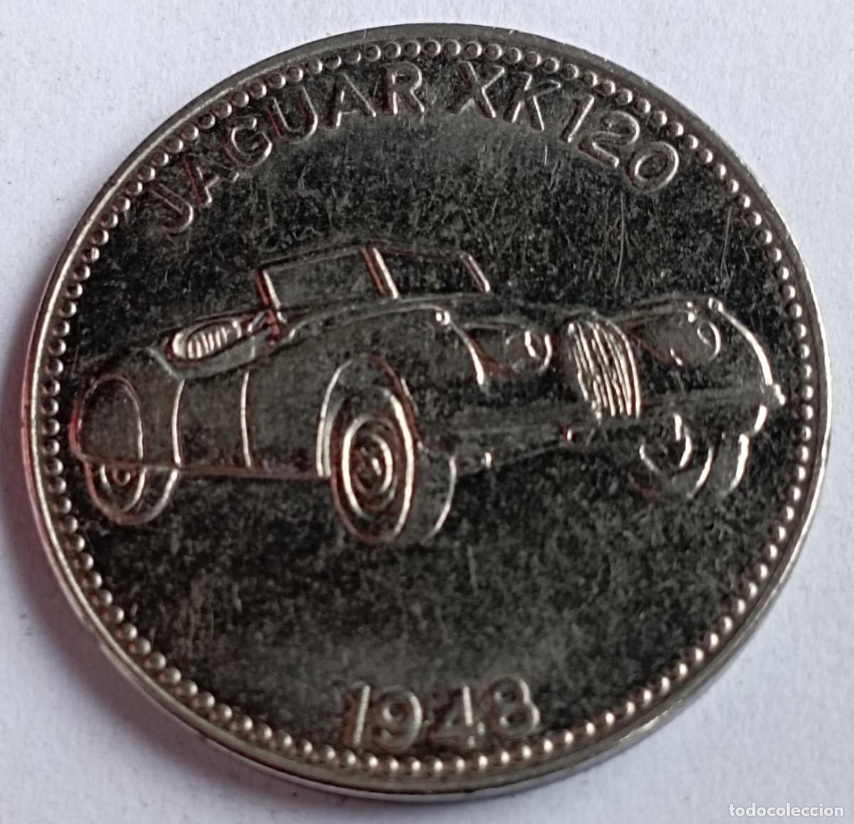 Reproducciones billetes y monedas: Moneda token Jaguar XK 120 de 1948