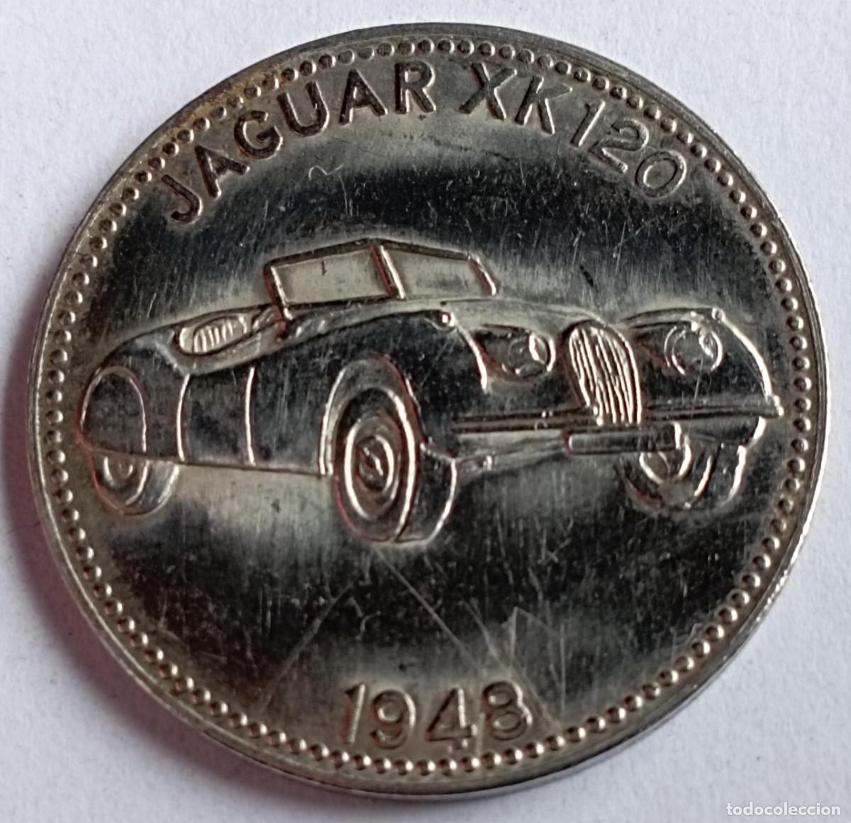 Reproducciones billetes y monedas: Moneda token Jaguar XK 120 de 1948