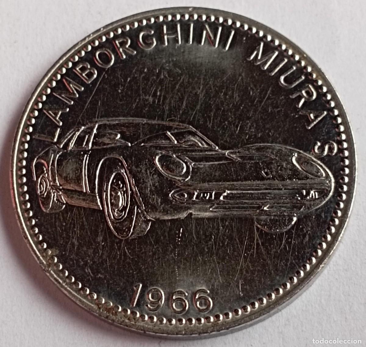 Reproducciones billetes y monedas: Moneda token Lamborgini Miura S de 1966