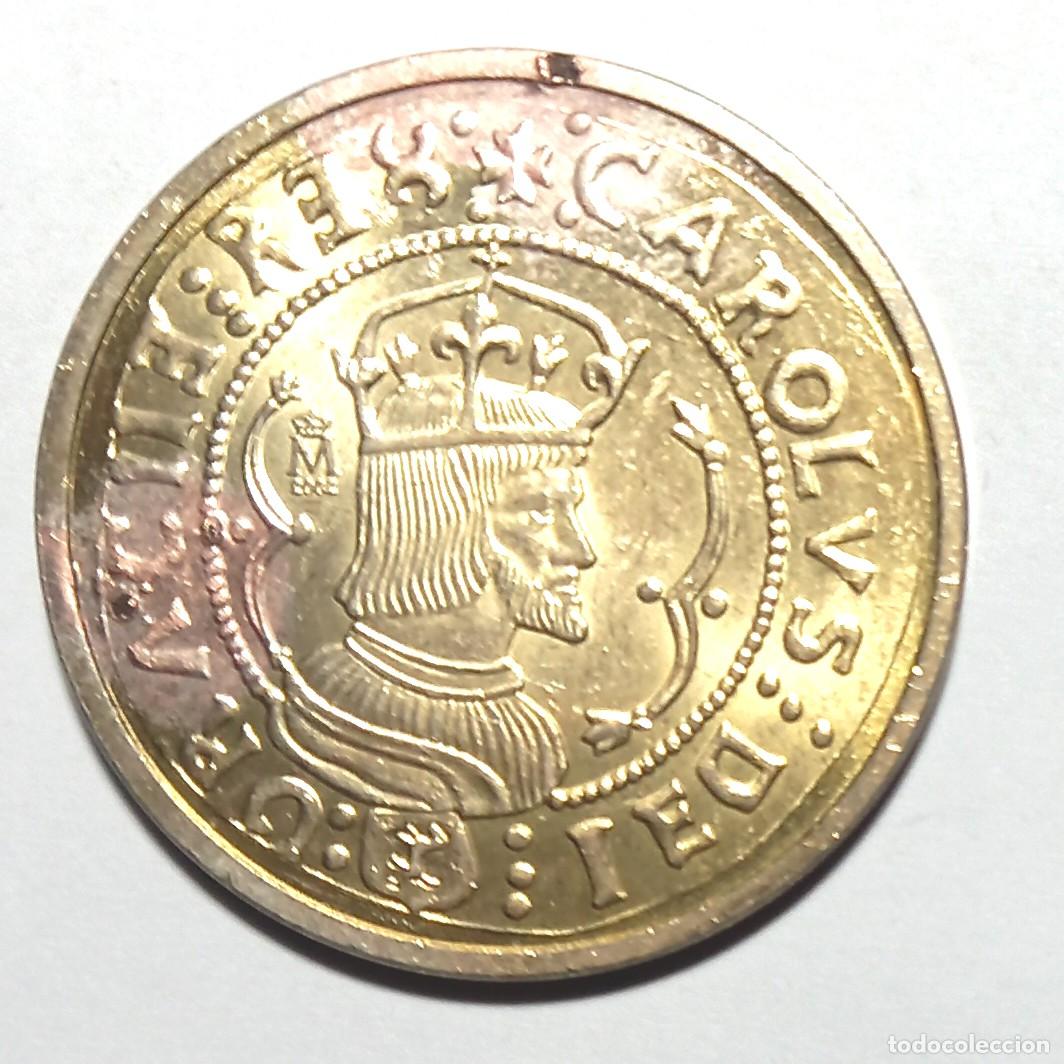 Reproducciones billetes y monedas: R&eacute;plica moneda de Carlos I- ba&ntilde;o oro 24 kt. ,Ceca Real Casa de la Moneda