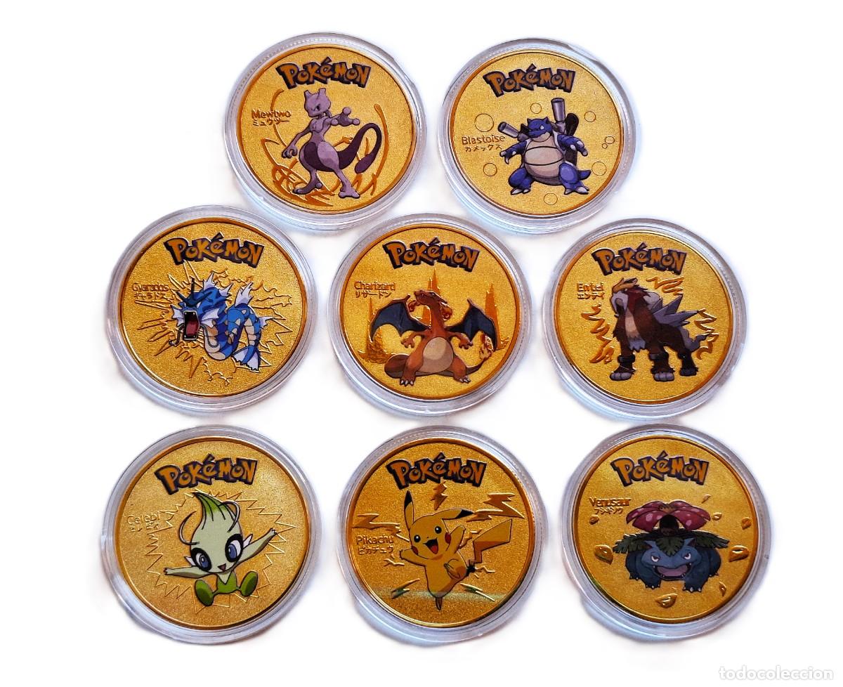 Replikate von Banknoten und M&uuml;nzen: POKEMON - COLECCION DE 8 MONEDAS DE ORO BA&Ntilde;O - DE 38.MM DIAMETRO CADA UNA