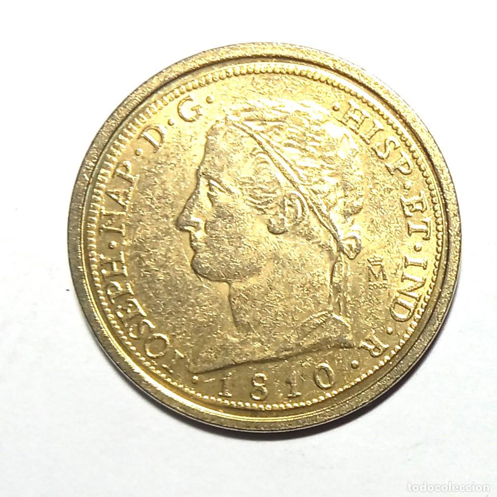 Reproducciones billetes y monedas: R&eacute;plica moneda de Jos&eacute; I Napole&oacute;n - ba&ntilde;o oro 24 kt. ,Ceca Real Casa de la Moneda